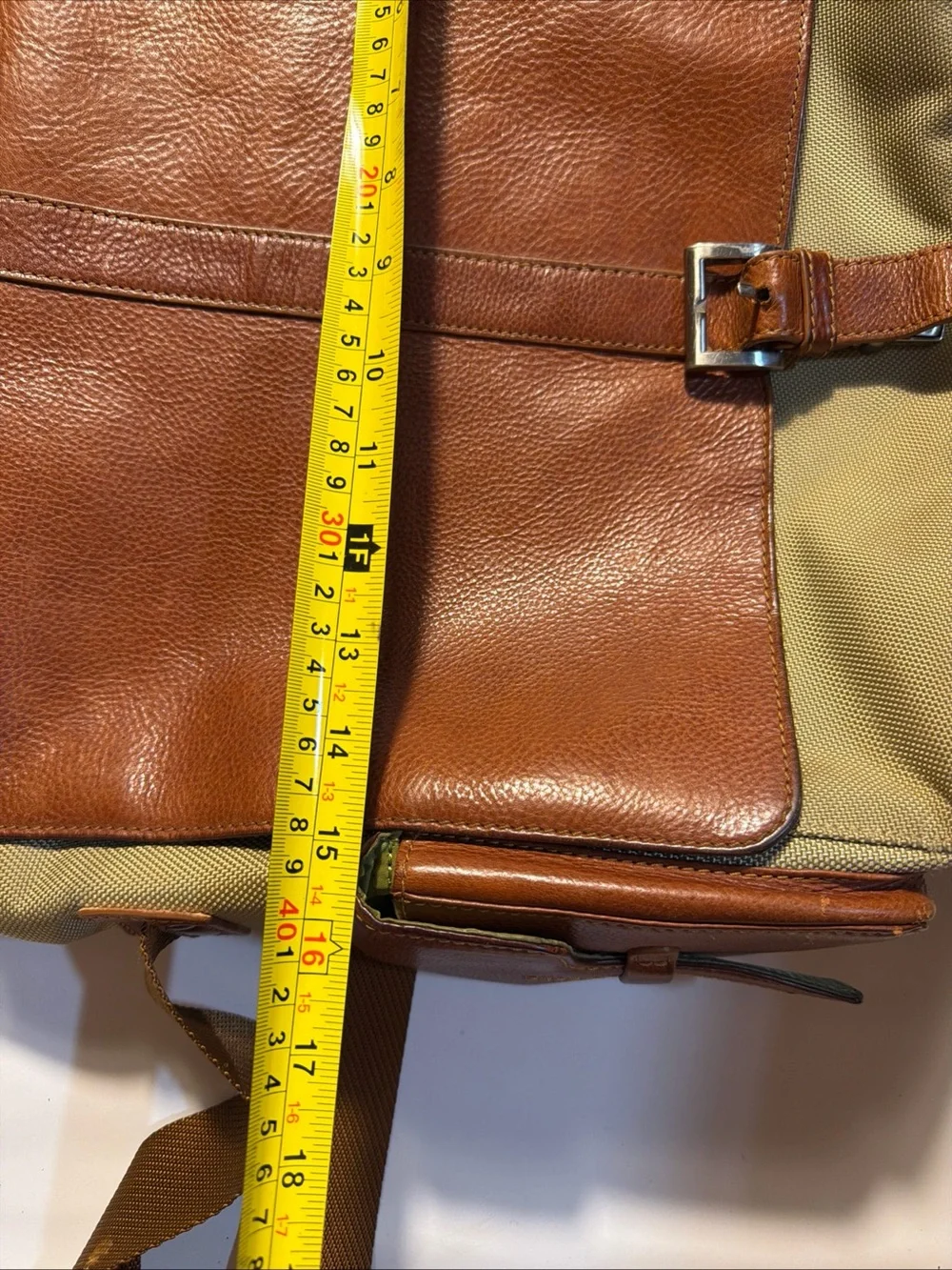 Bosca Leather & Nylon Messenger Bag Briefcase Tan & Brown Attache Laptop Work